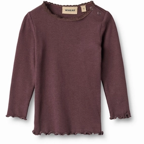 Wheat Fudge Rib Blouse Reese Tagless Design Micro Perforated Texture