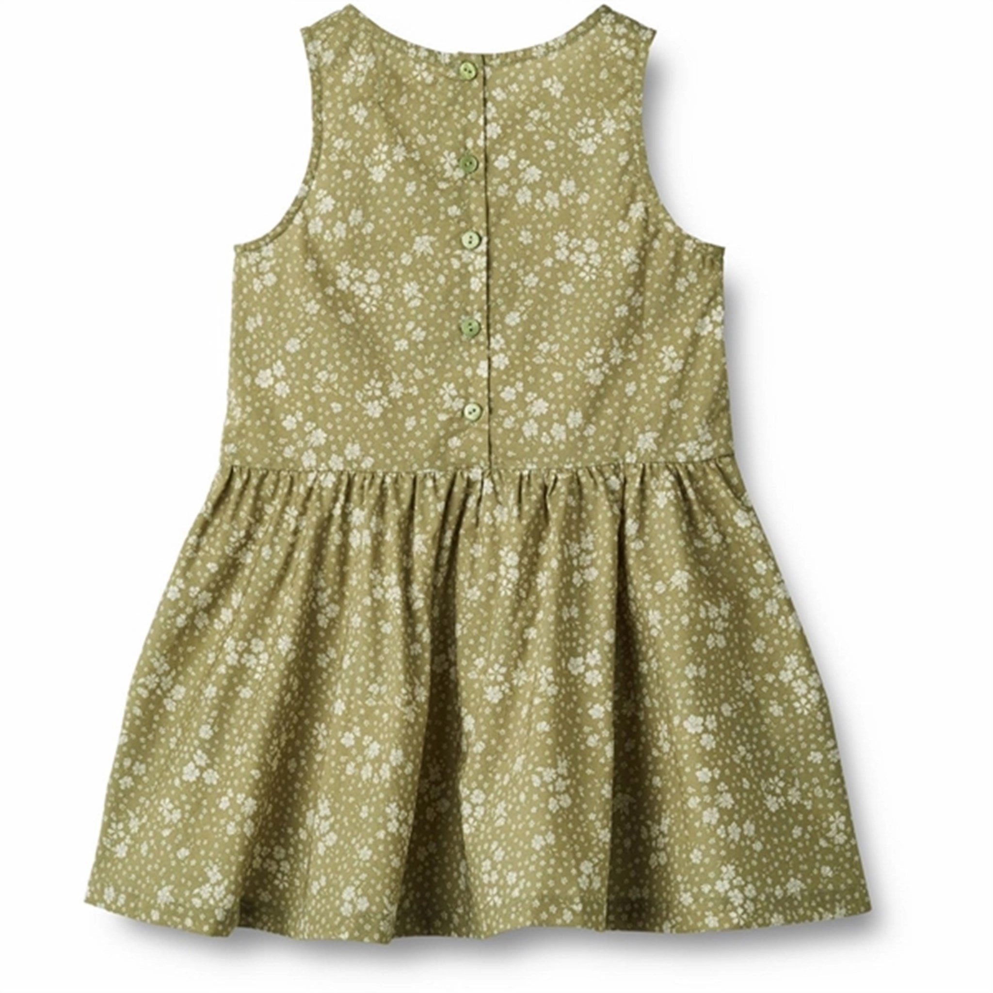 Lightweight Wear Fit Focused Wheat Green Flowers Dress Nilla