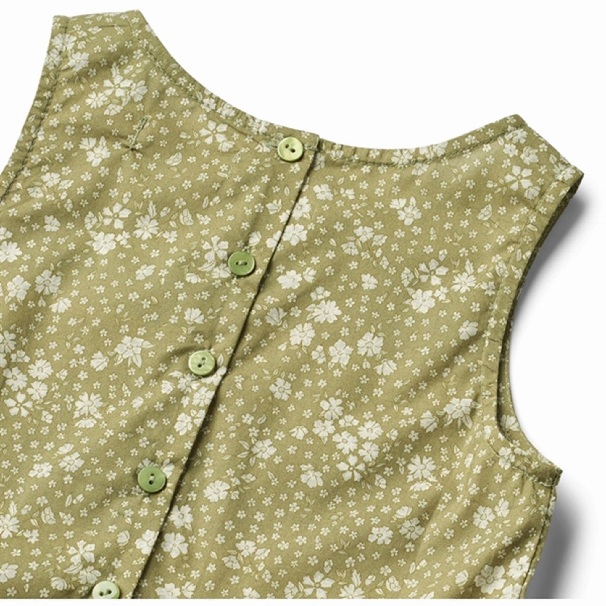 Wheat Green Flowers Dress Nilla Elegant Tailoring Comfy Wear