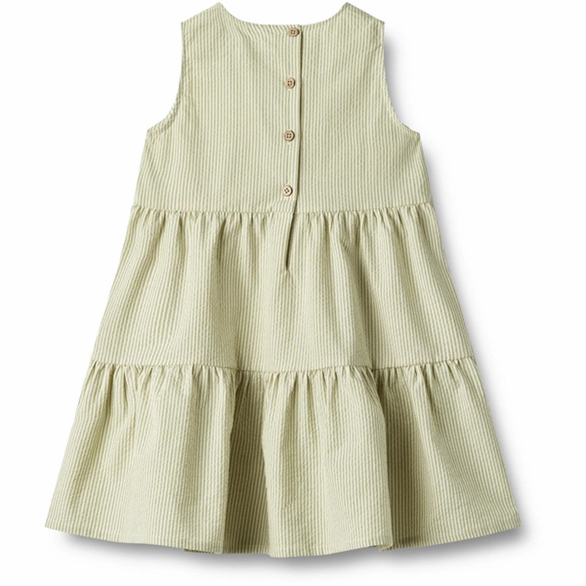 Crisp Silhouette Wheat Green Stripe Dress Luise
