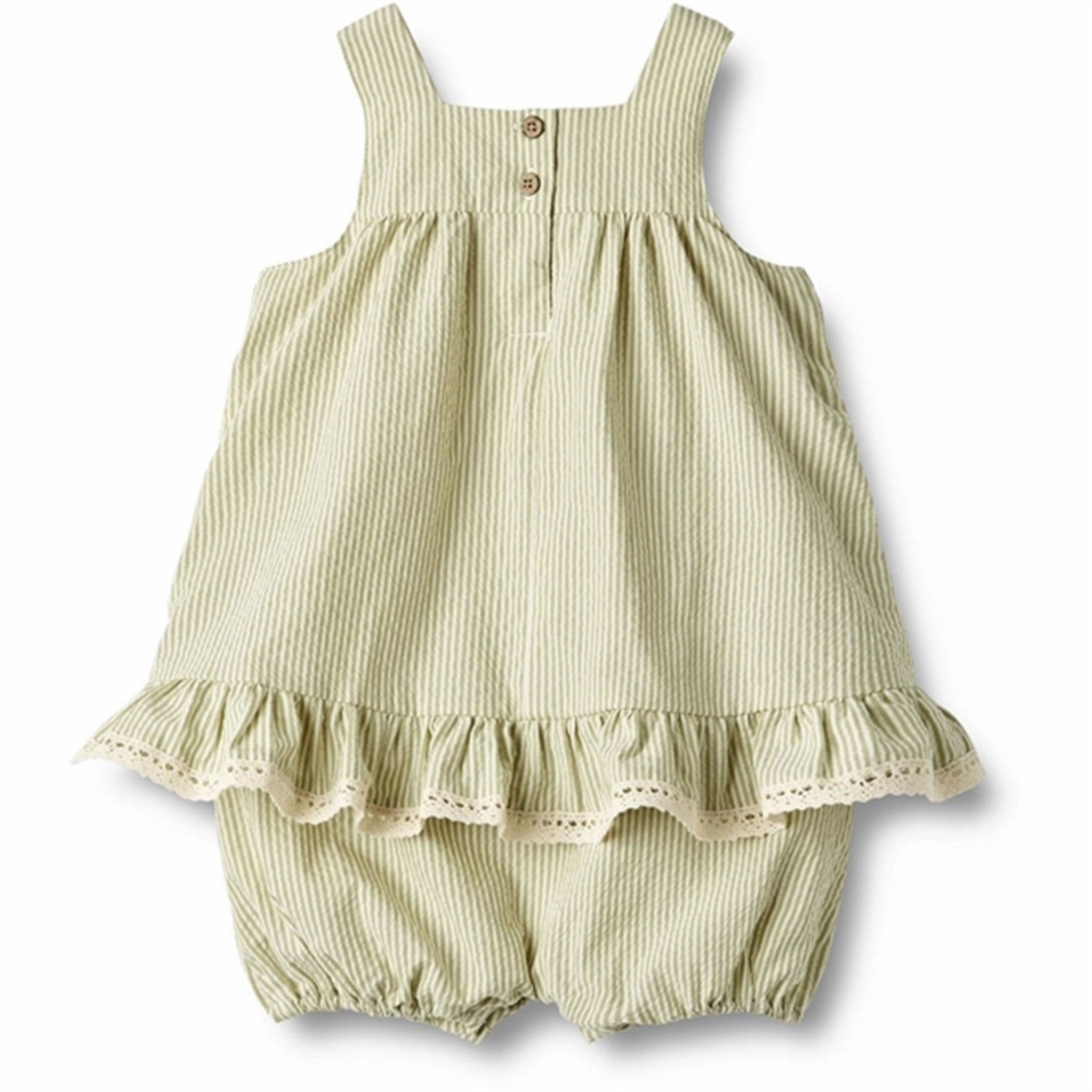 Wheat Green Stripe Dress Suit Harriet Cozy Cut Subtle Touch