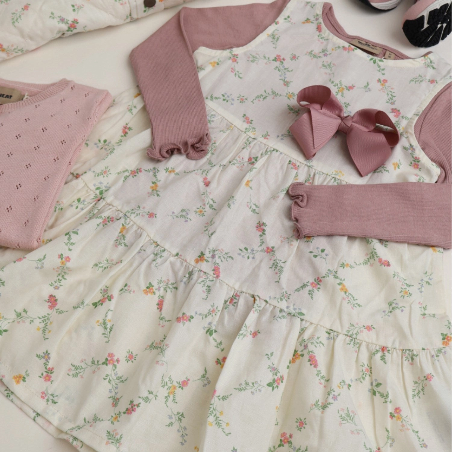 Wheat Ivory Checked Flowers Dress Luise Soft Contour