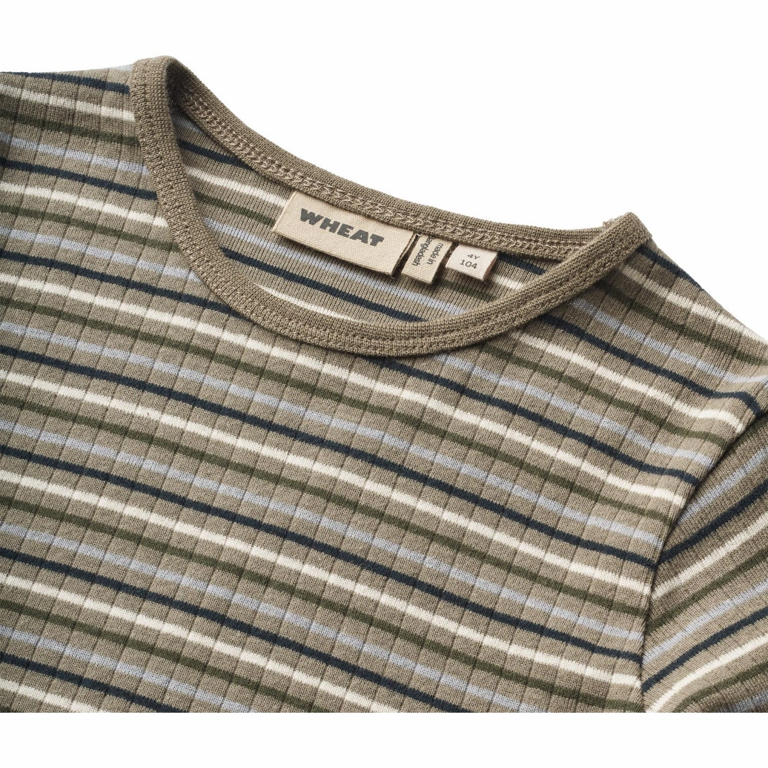 Polished Placket Flexible Material Wheat Multi Stripe Blouse Stig