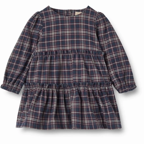 Timeless Trend Wheat Navy Check Dress Fanny