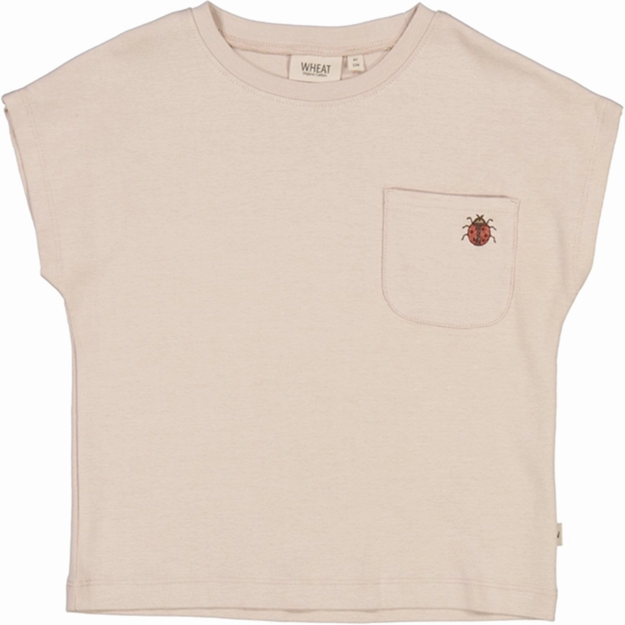 Chic Casual Wear Wheat Pale Lilac Ladybug Embroidery T-shirt
