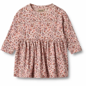 Skin-friendly Wheat Pale Rose Flowers Jersey Dress Emmy