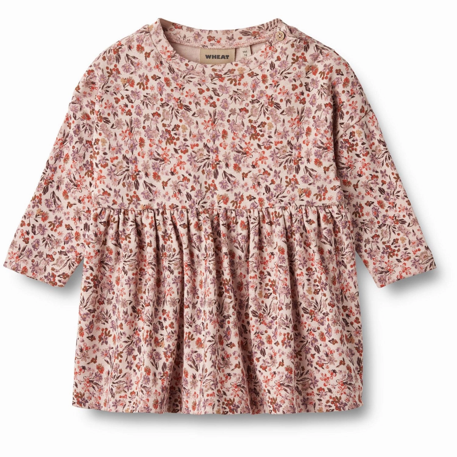 Skin-friendly Wheat Pale Rose Flowers Jersey Dress Emmy