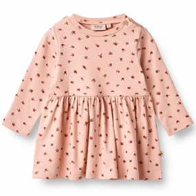 Wrinkle-Free-Finish Wheat Pink Sand Flowers Jersey Dress Ryle