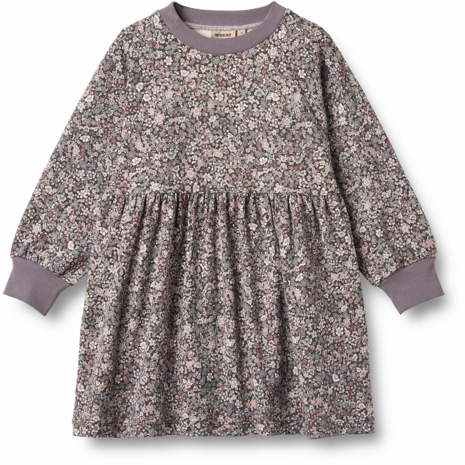 Smart Casual Wheat Purple Stone Flowers Jersey Dress L/S Dorthea
