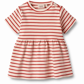 Peach Tone Wheat Red Stripe Jersey Dress Anna
