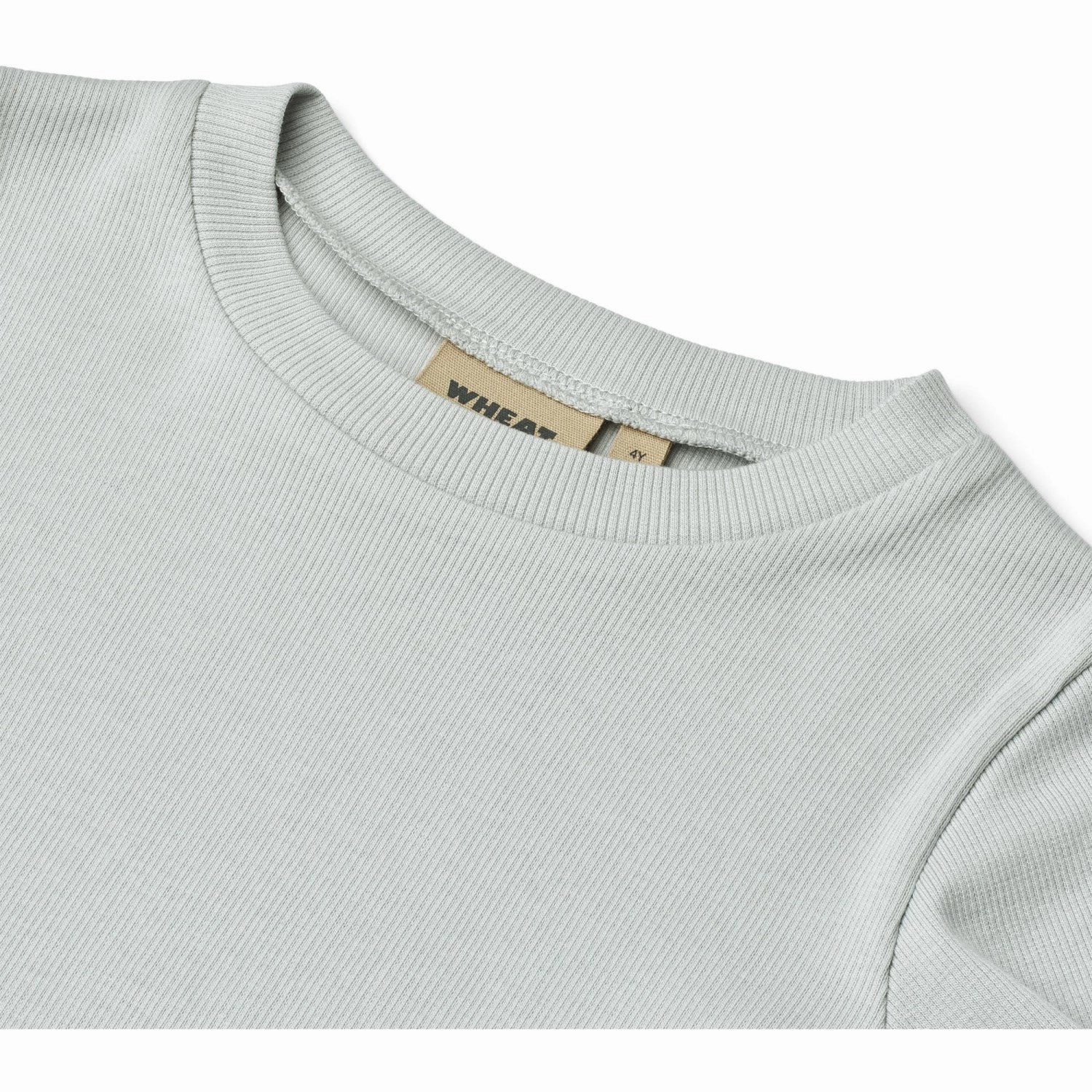 Wheat Soft Blue Rib T-Shirt S/S Irene Classic Wearable Minimalist Stitching