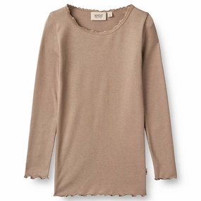 Wheat Soft Brown Reese Rib Blouse Holiday Gift Sophisticated Style