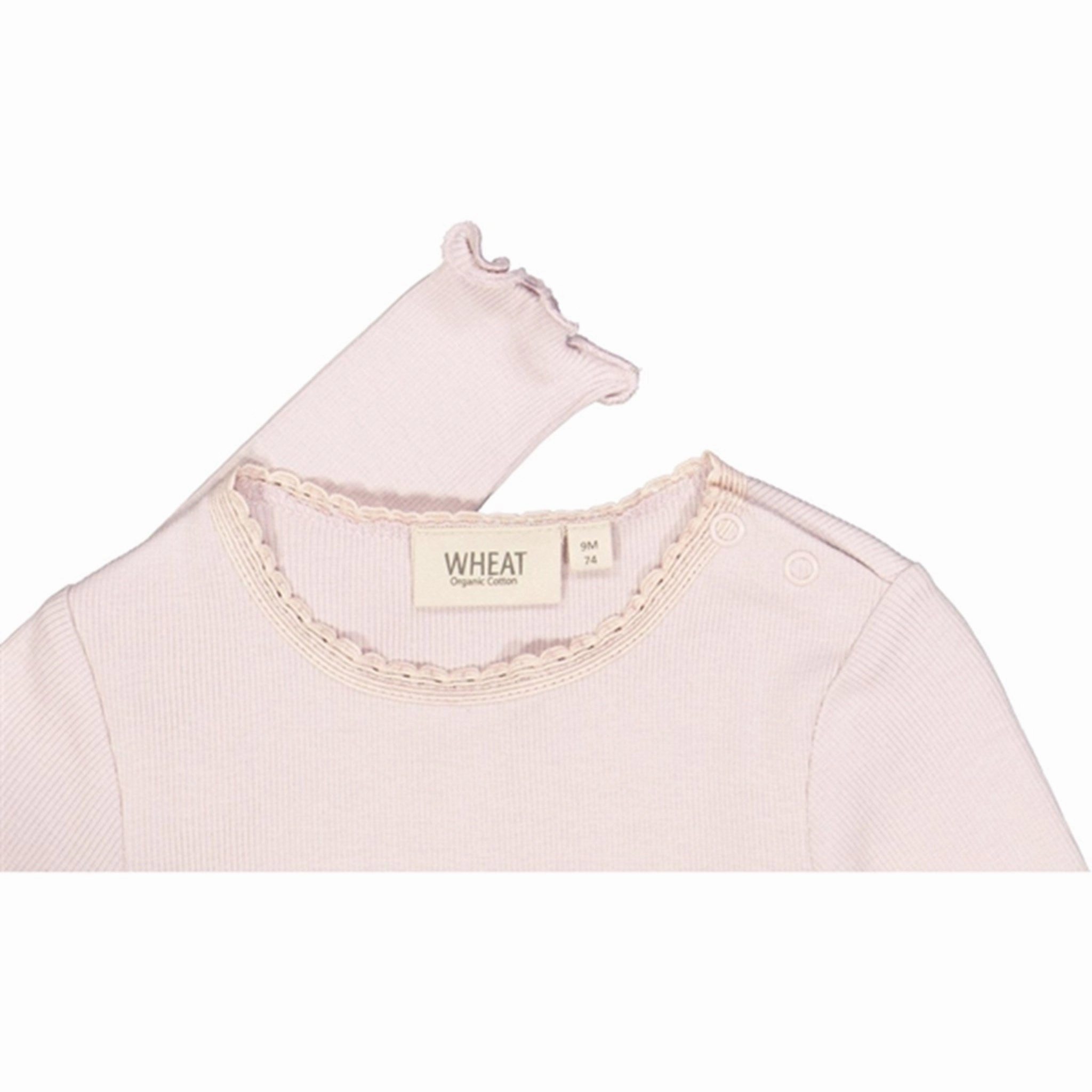 Layered Design Fade Resistant Wheat Soft Lilac Rib Lace Blouse