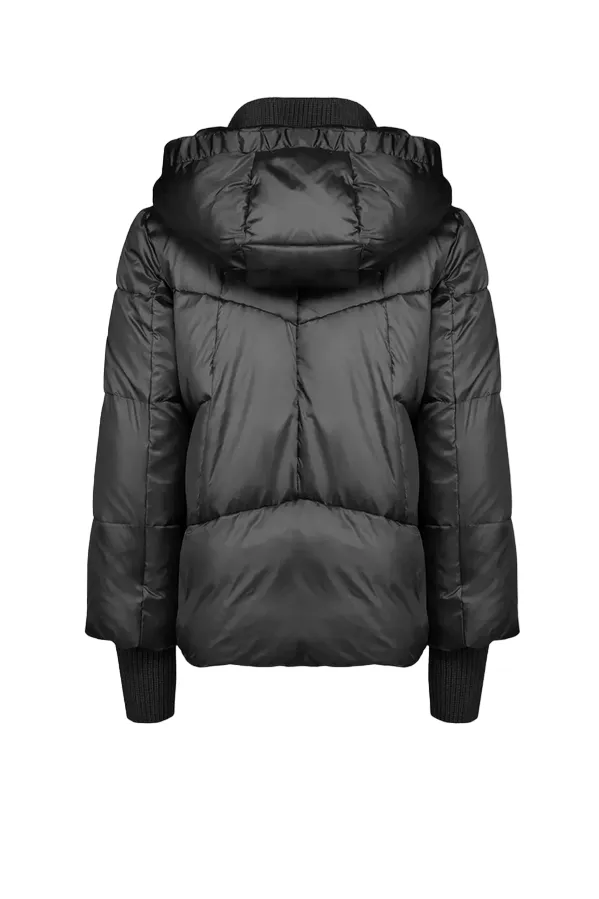 Censured giacca con cappuccio da donna con collo e polsino in costina JW C010 T N TT3 90 nero Cool Fit Generation