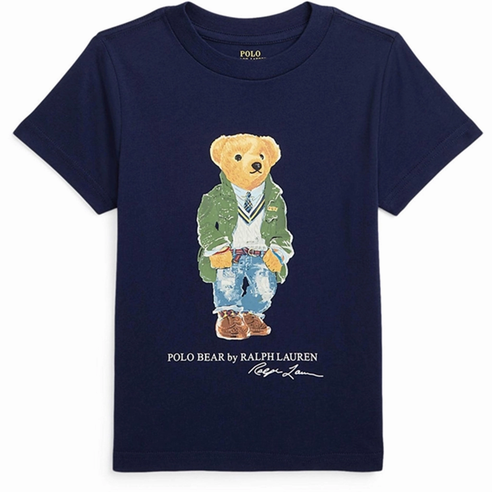 Stretchable Polo Ralph Lauren Boy T-Shirt Paris Bear Newport Navy