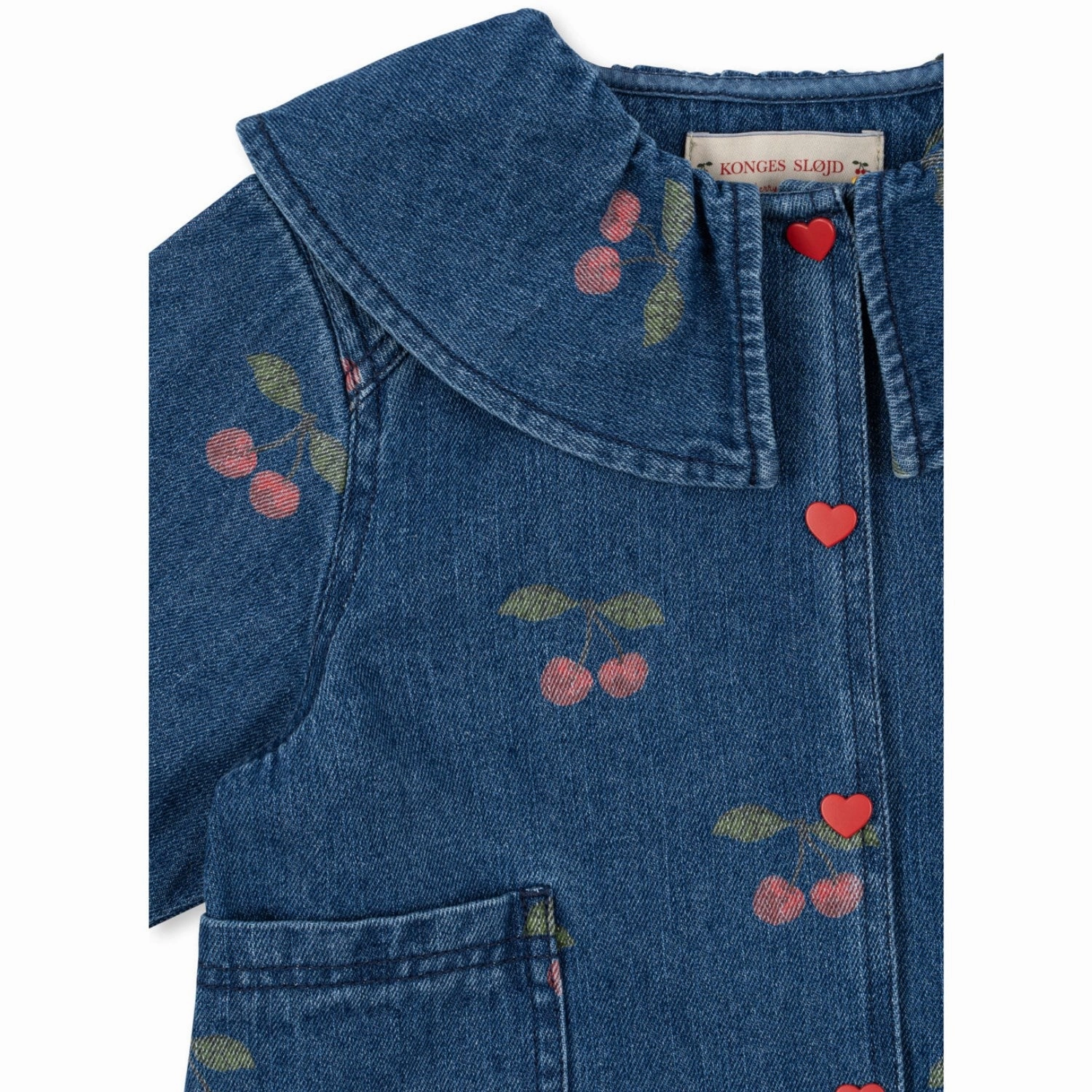 Midweight Textile Soft Touch Fabric Konges Sl?jd Ma Grande Cerise Denim Magot Denim Shirt Gots