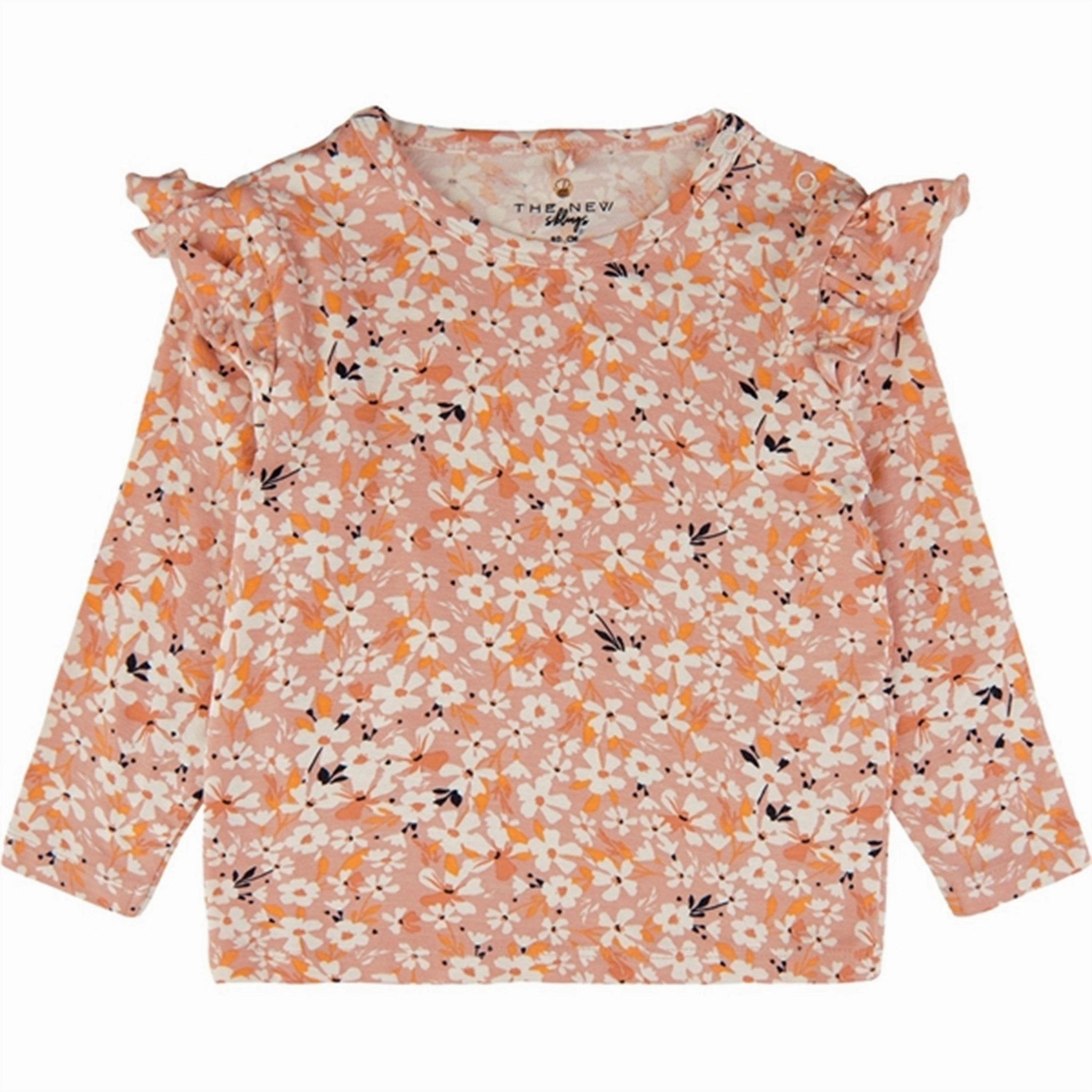 Smooth Stitch Pattern Denim Blend THE NEW Siblings Peach Beige Flower AOP Filia Blouse