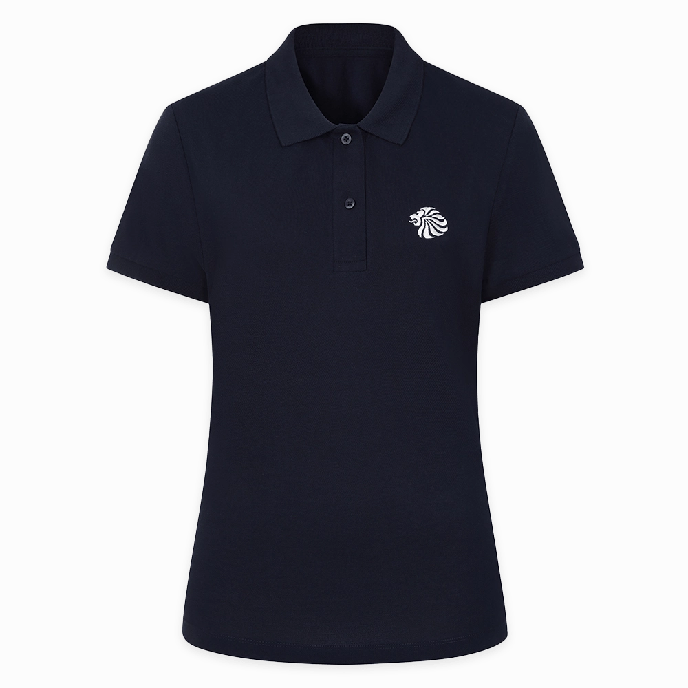 Women's Team GB Mono Small Lion Polo  - Navy Travel Comfort Cozy Wear