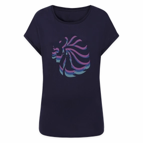 Women's Team GB Stacked Large Lion Graphic T-Shirt  - Navy Fresh Outfit Style Seasonal Outfit