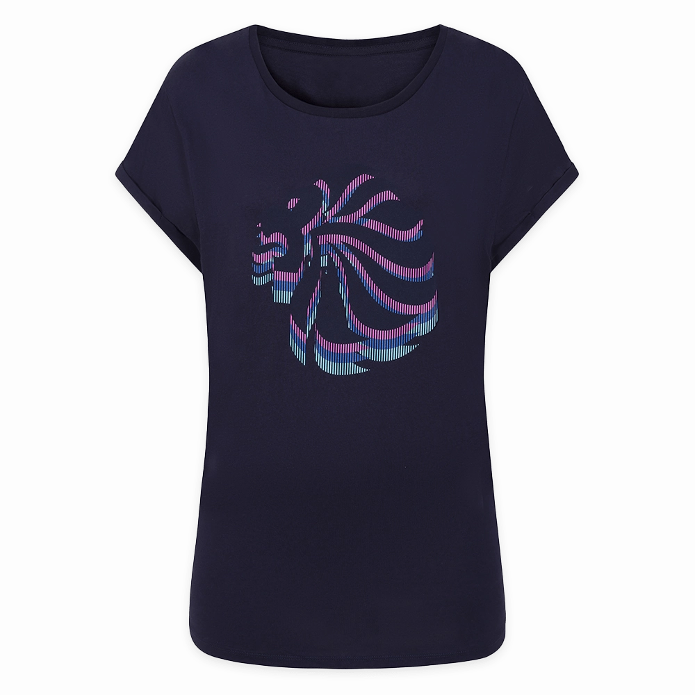 Women's Team GB Stacked Large Lion Graphic T-Shirt  - Navy Fresh Outfit Style Seasonal Outfit