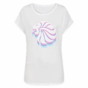 Casual All-Day Wrinkle Resistant Texture Women's Team GB Stacked Large Lion Graphic T-Shirt  - White