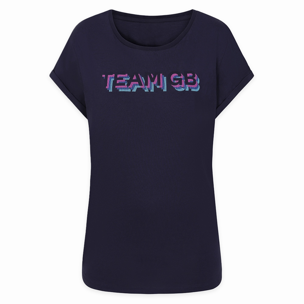 Fashion Comfort Women's Team GB Stacked Text T-Shirt - Navy  - Navy
