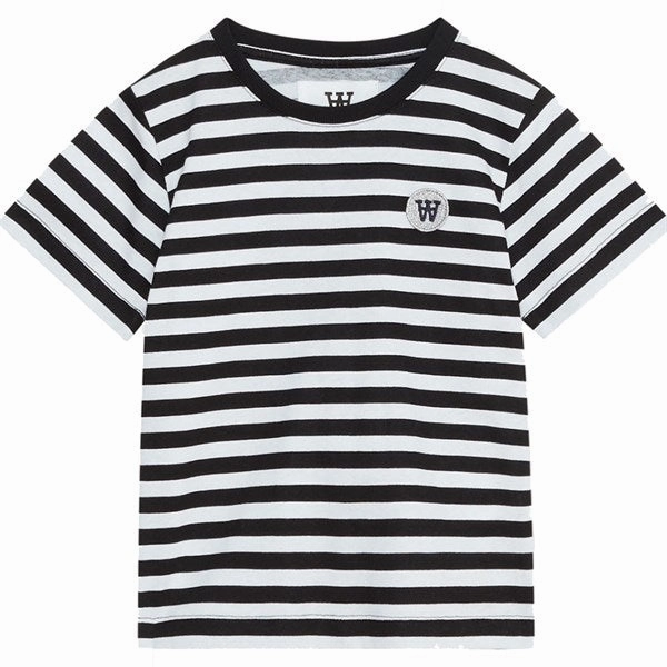 Wood Wood Black/White Stripes Ola Chrome Badge T-Shirt Adult sophistication