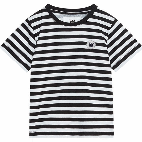 Wood Wood Black/White Stripes Ola Chrome Badge T-Shirt Smart Outfit Soft and durable