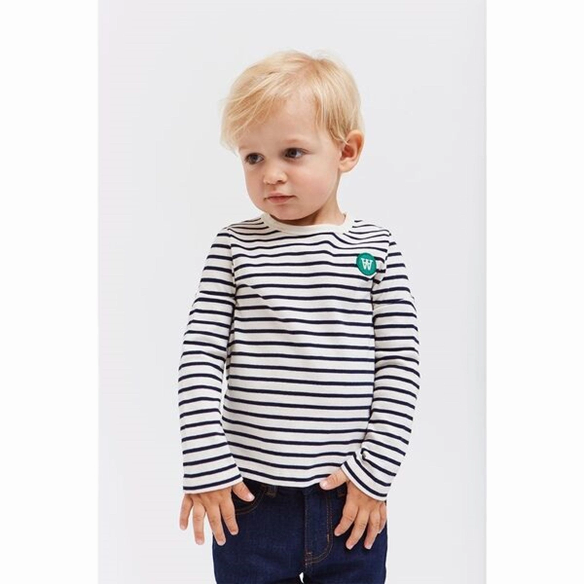 Cooling Mesh Lining Wood Wood Double A Kim Blouse Off White/Navy Stripes