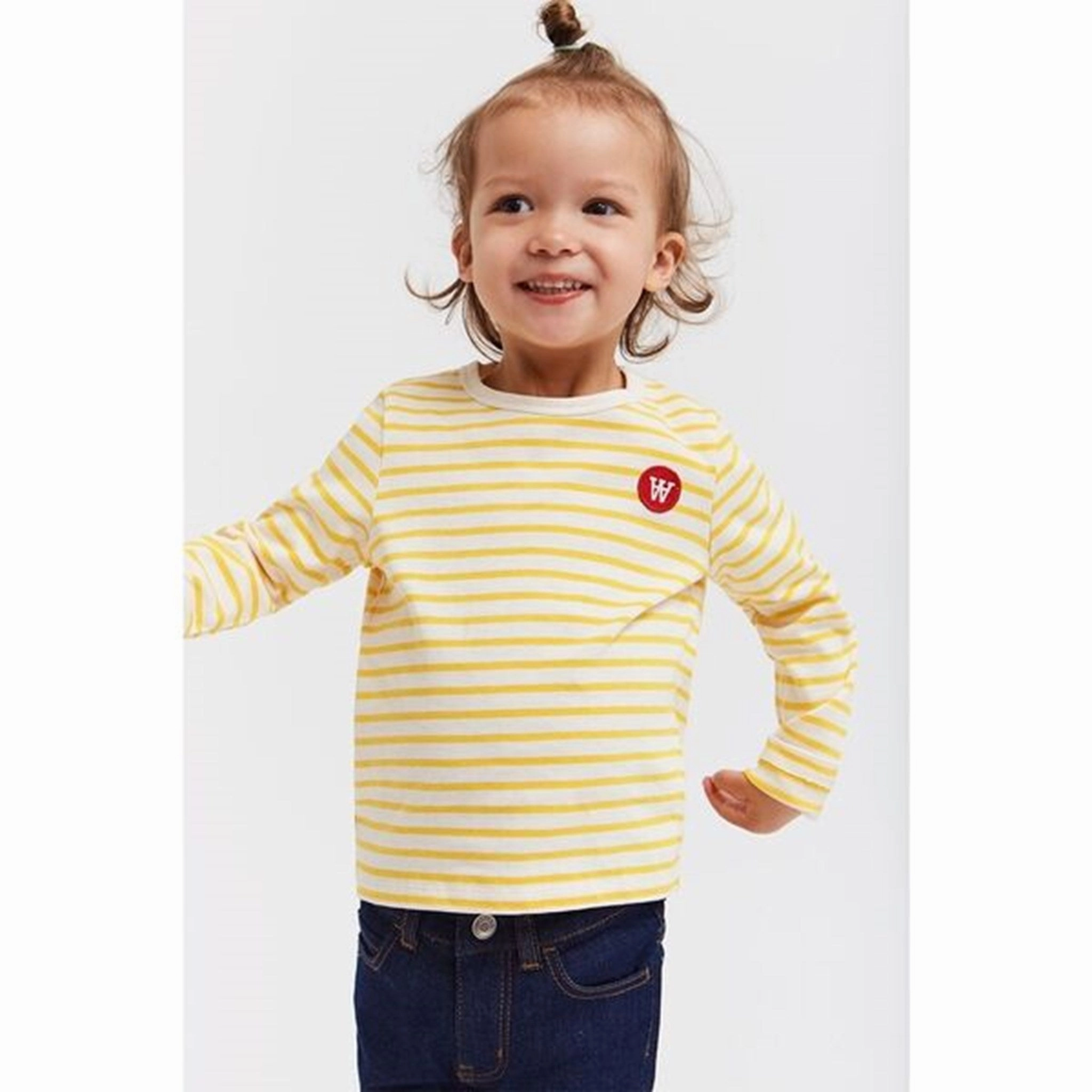 Two Tone Stitching Wrinkle Resistant Wood Wood Double A Kim Blouse Off White/Yellow Stripes