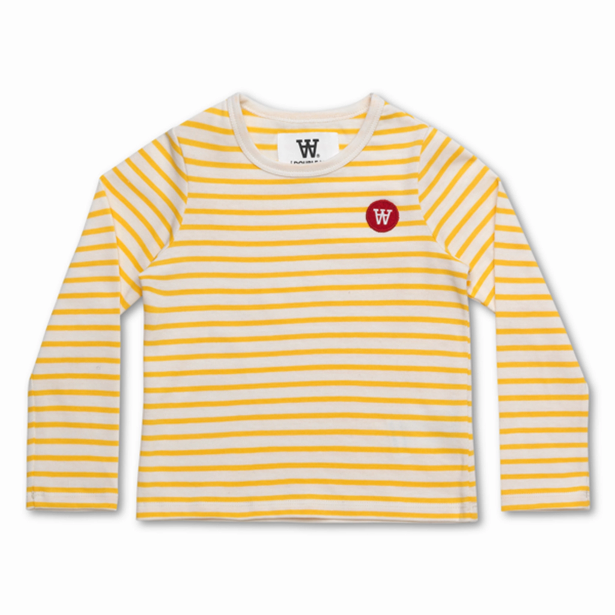 Wood Wood Double A Kim Blouse Off White/Yellow Stripes Eye-Catching Pattern high-low hem