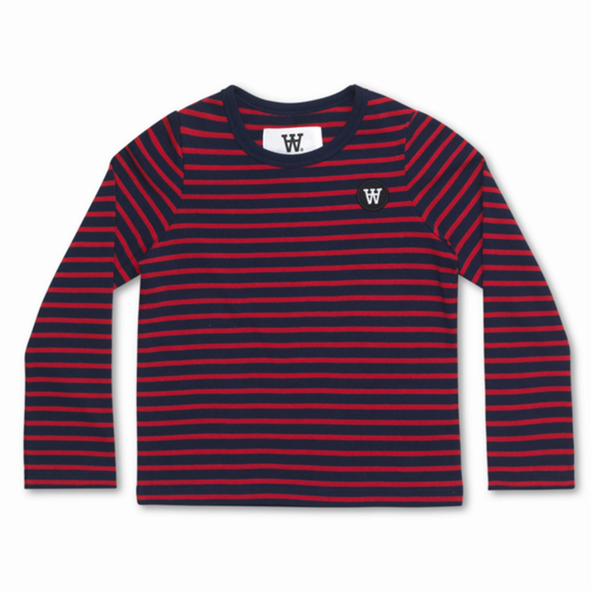 Wood Wood Double A Kim Bluse Navy/R?d Stripet Layering Essential Midweight Textile