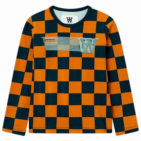 Effortless Style Wood Wood Eternal Blue/Golden Brown Aop Kim Checkered Blouse