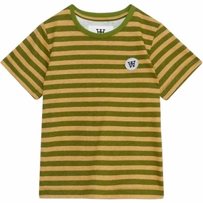 Wood Wood Khaki/Pesto Stripes Ola Chrome Badge T-Shirt AntiPillingTreatment Sporty Style Wear