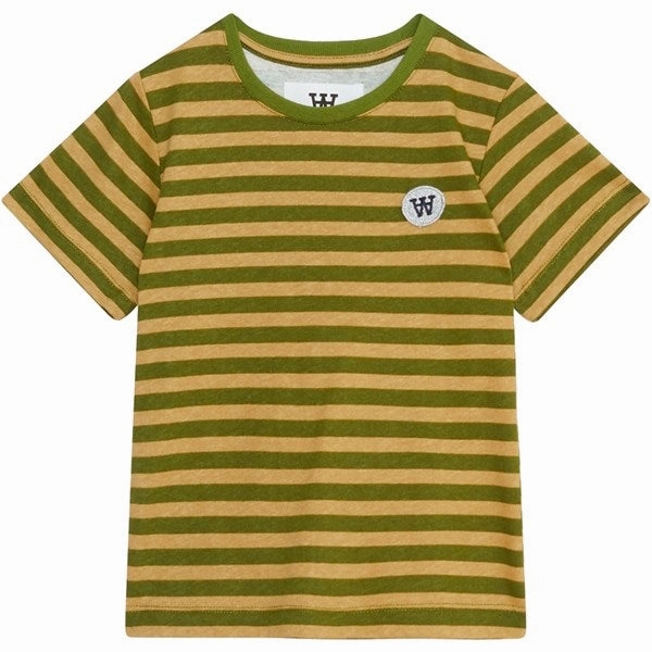 Wood Wood Khaki/Pesto Stripes Ola Chrome Badge T-Shirt OdorResistant Fabric Modern Twist
