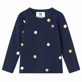 Streamlined Design Wood Wood Navy Kim Pois Bluse