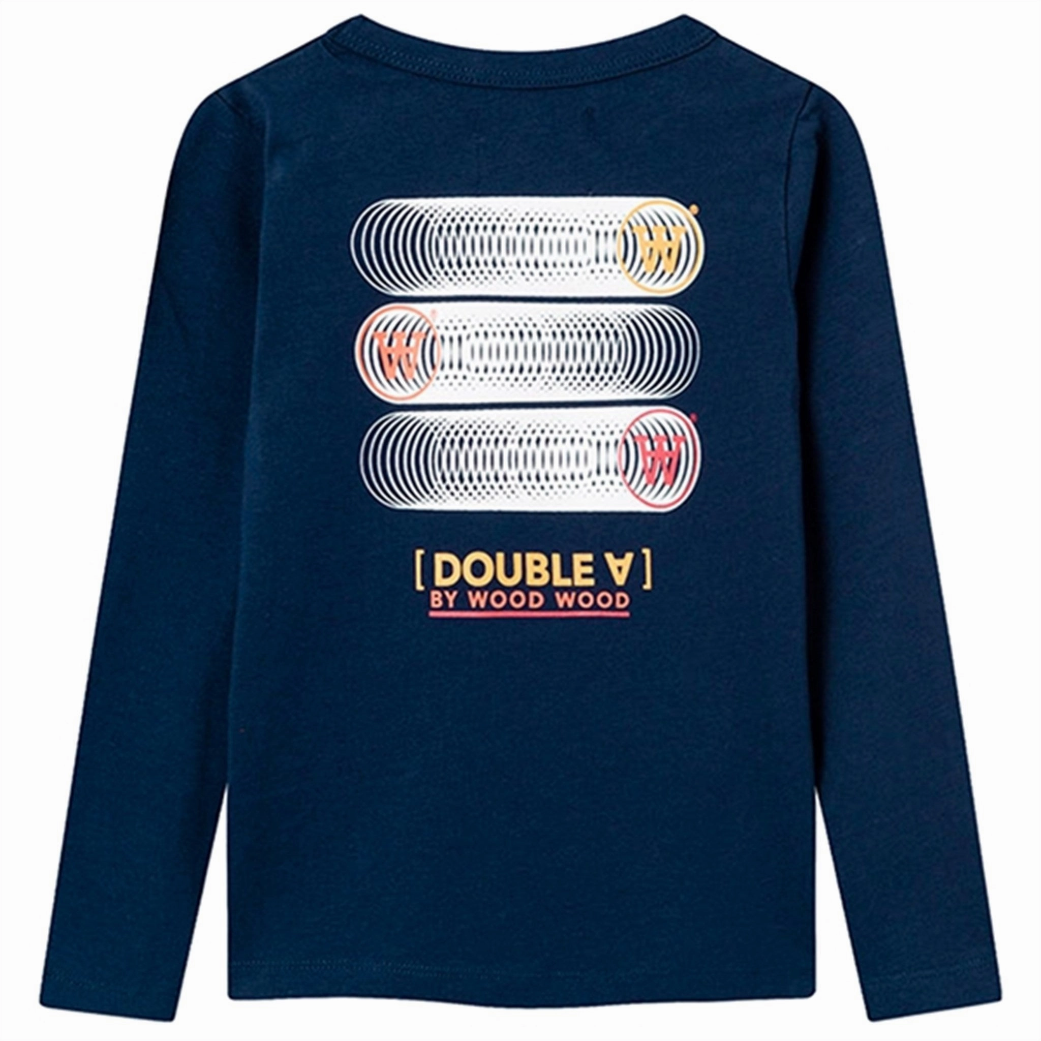 Wood Wood Navy Kim Stackes Logo Bluse Double Stitched Seams Round Collar