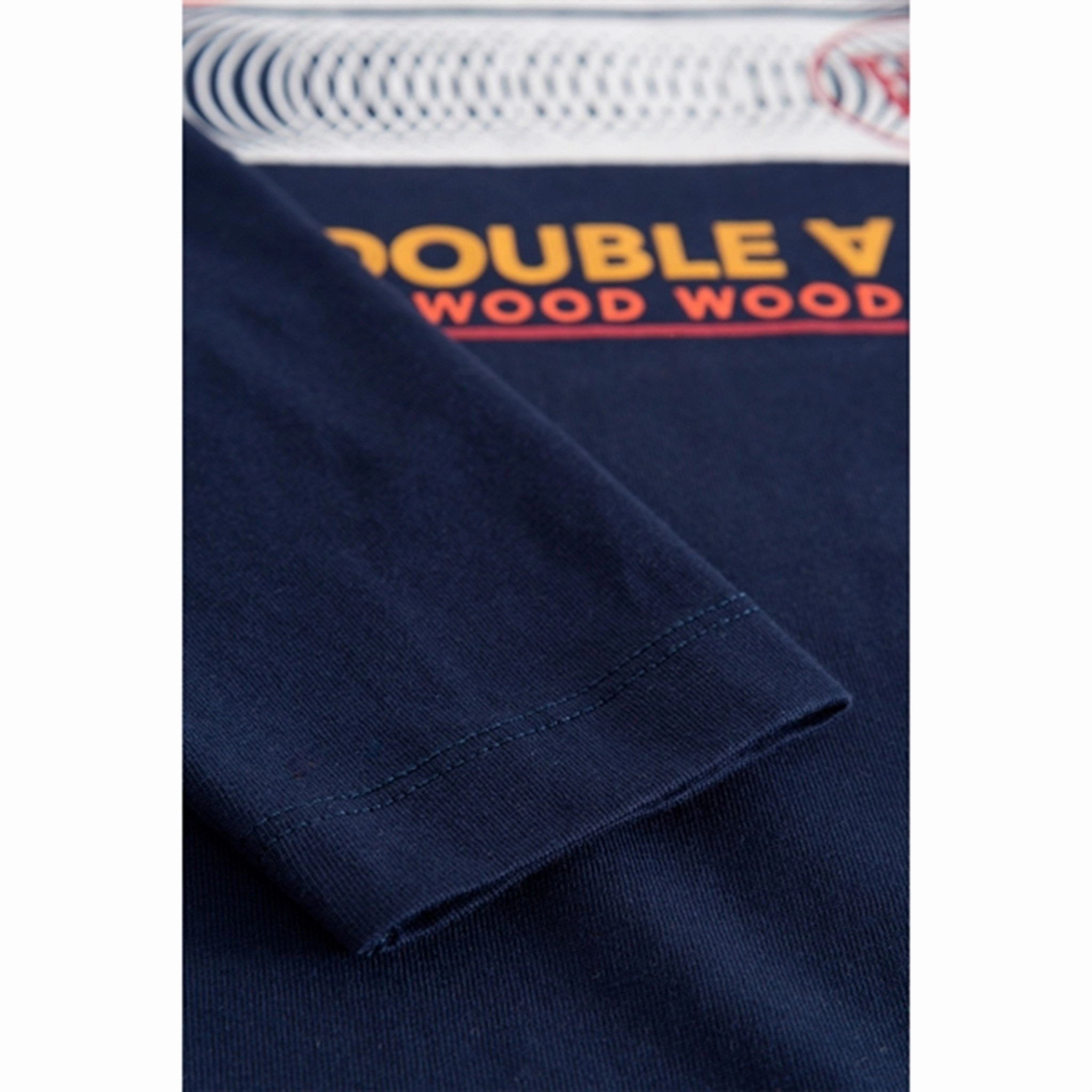 Wood Wood Navy Kim Stackes Logo Bluse Ombre look