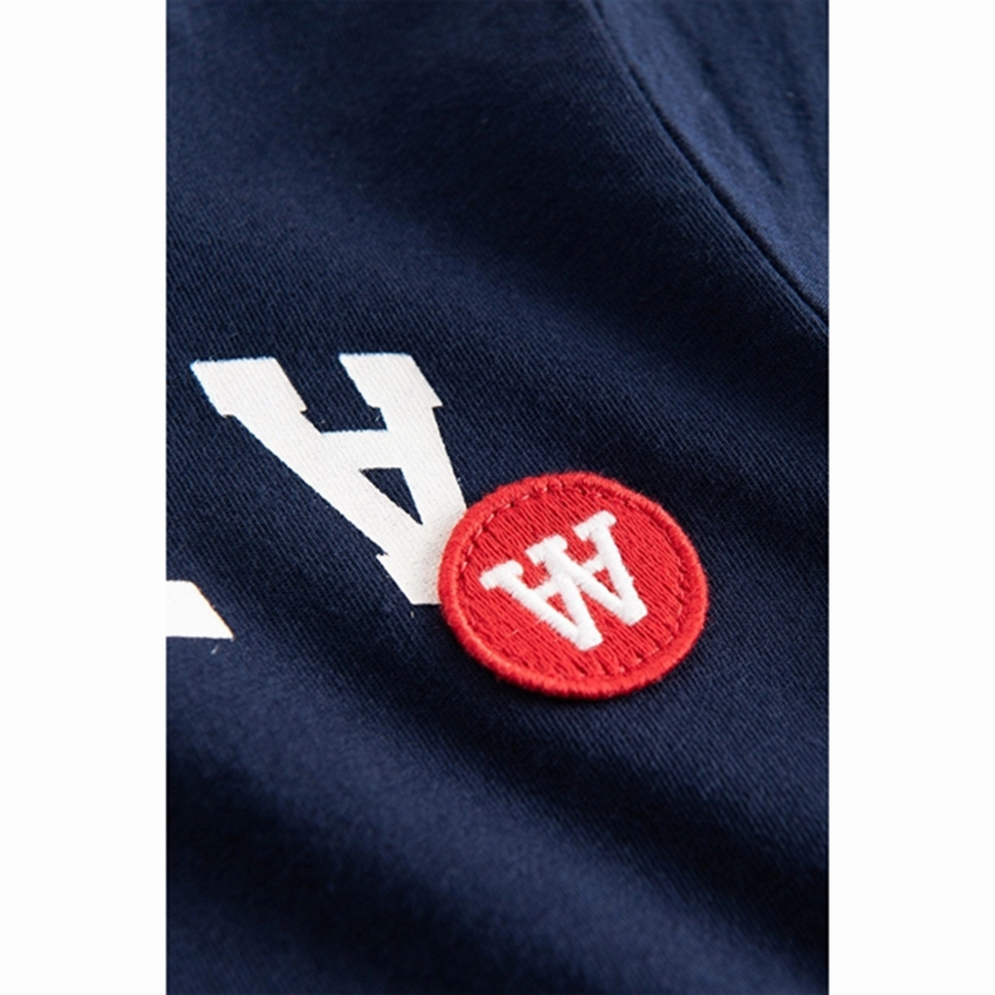 Wood Wood Navy Ola Arch Logo T-shirt Collared Comfy and Soft