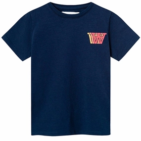 Wood Wood Navy Ola Logo T-shirt Breathable Fit