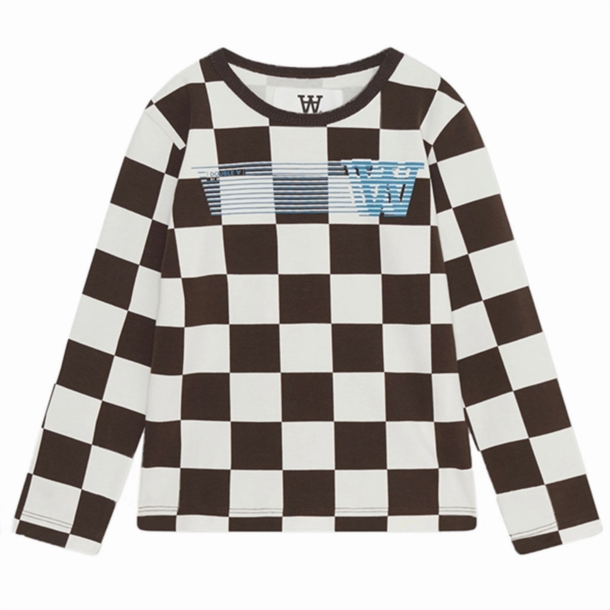 quick dry Wrinkle-Resistant Wood Wood Off-White/Black Coffee Aop Kim Checkered Blouse