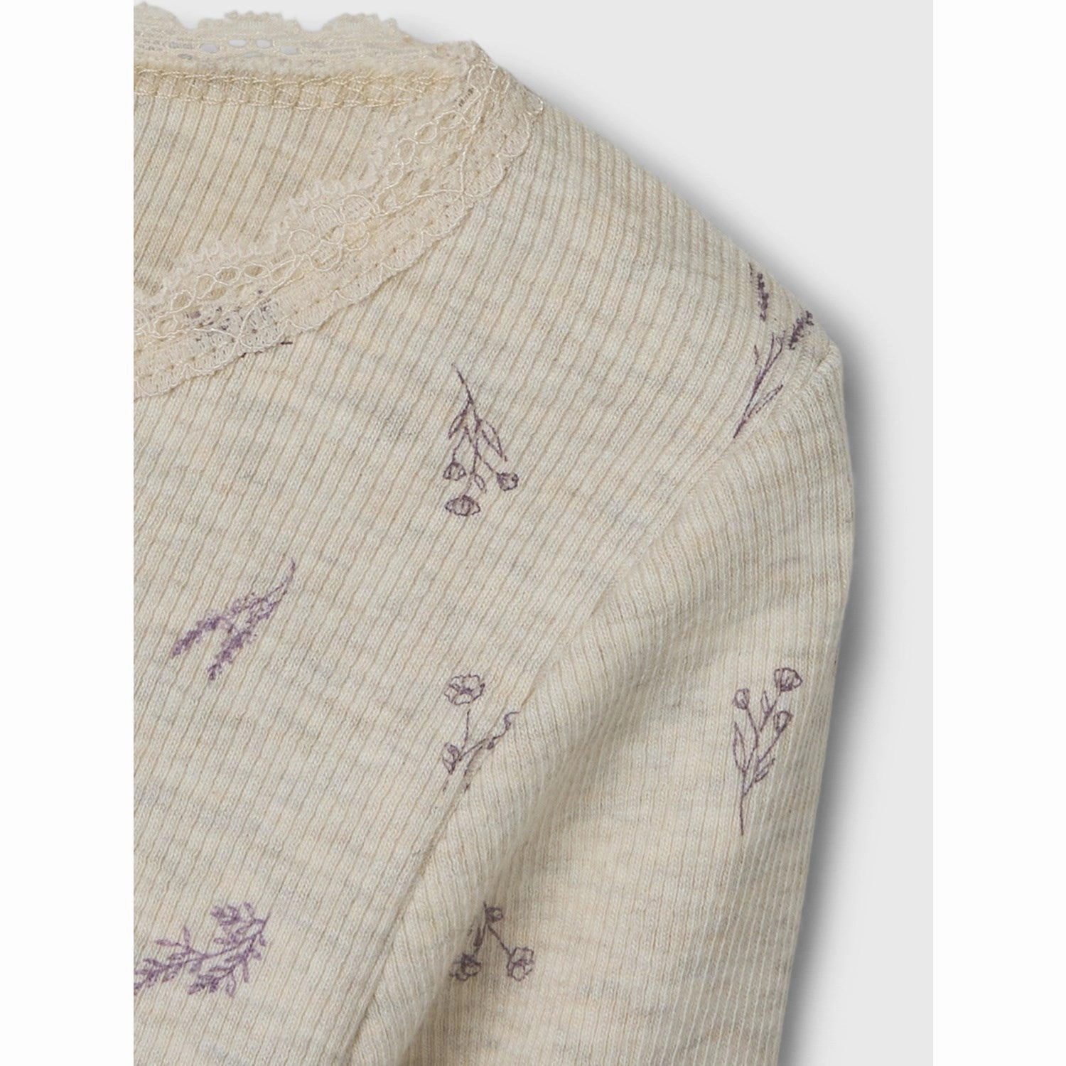 Name It Peyote Melange Small Flower Dabua Blouse Streamlined Design Chambray Fabric