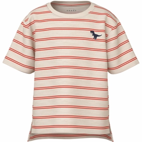 Comfortable And Versatile Basic Wear Name It Whitecap Gray Paprika Voby Regular T-Shirt