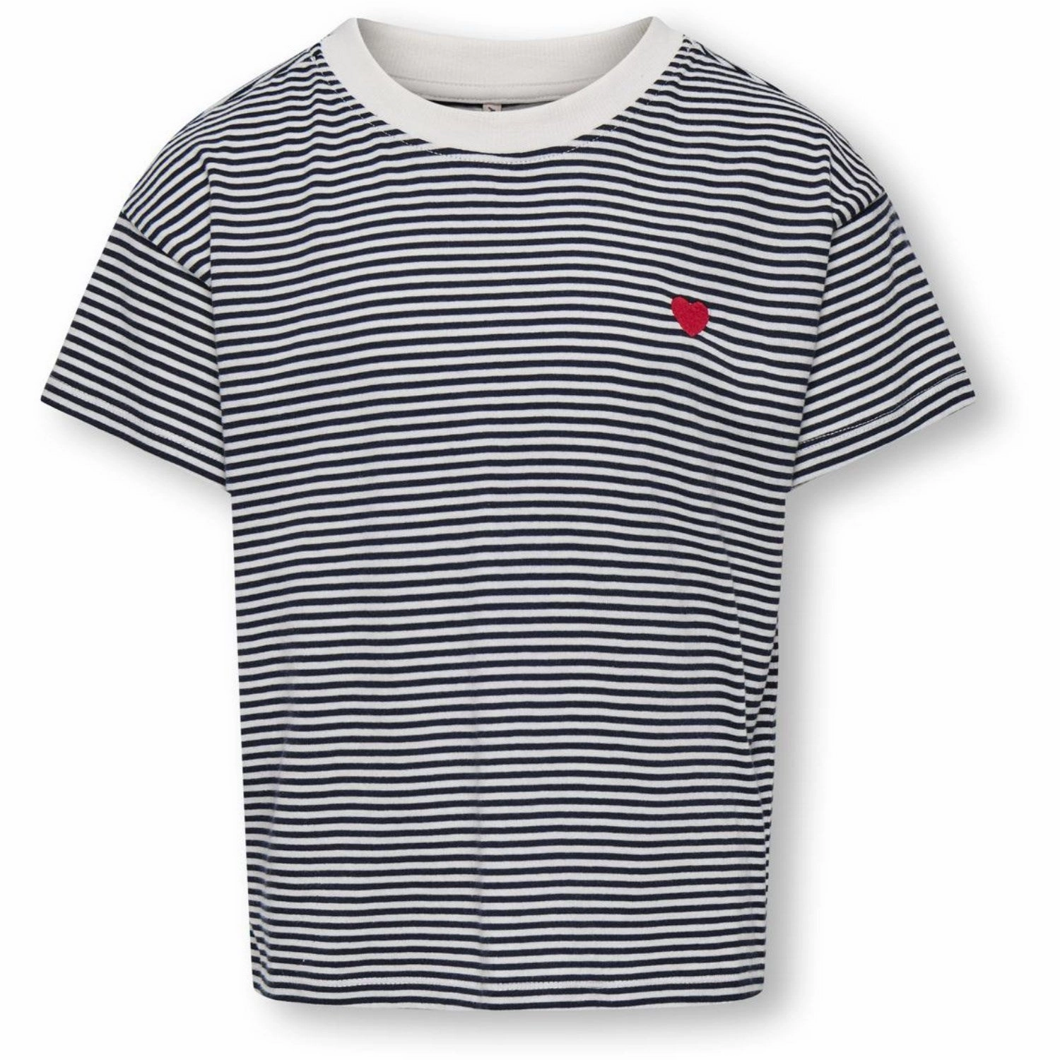 kids ONLY Cloud Dancer Sky Captain Y/D Stripes/ Red Heart Kogpisa Maiken Life Crop Ss Onl Jrs Noos Flexible Weave Street Trendy