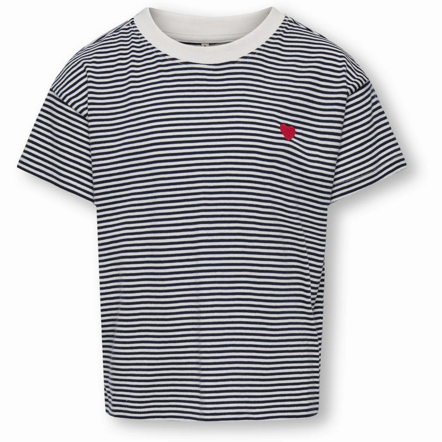 Sustainable Textile Indoor clothing kids ONLY Cloud Dancer Sky Captain Y/D Stripes/ Red Heart Kogpisa Maiken Life Crop Ss Onl Jrs Noos