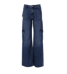 XT Studio pantalone jeans cargo da donna X124SVC803D41902-257 blu medio Gripper Waistband