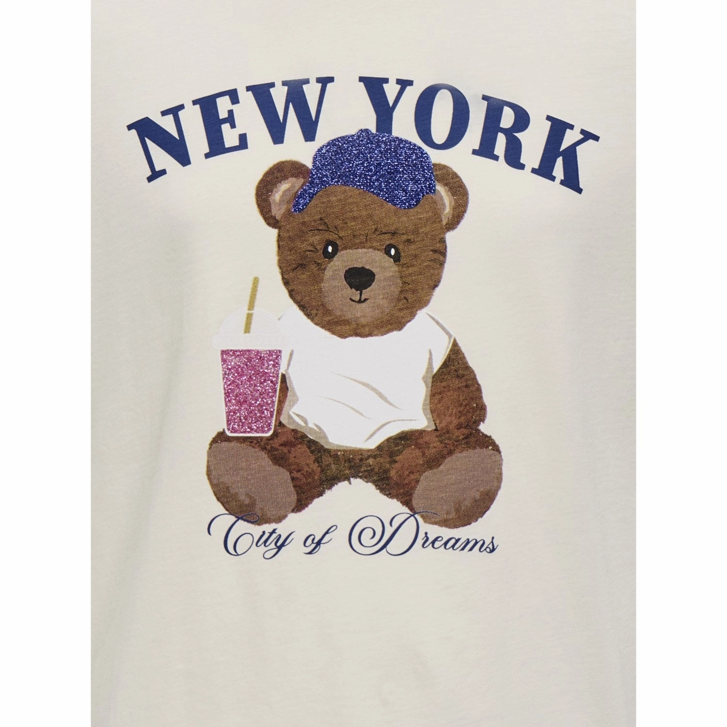 Seam Free Edging Chic Style Trend kids ONLY Cloud Dancer New York Rosa Regular T-Shirt