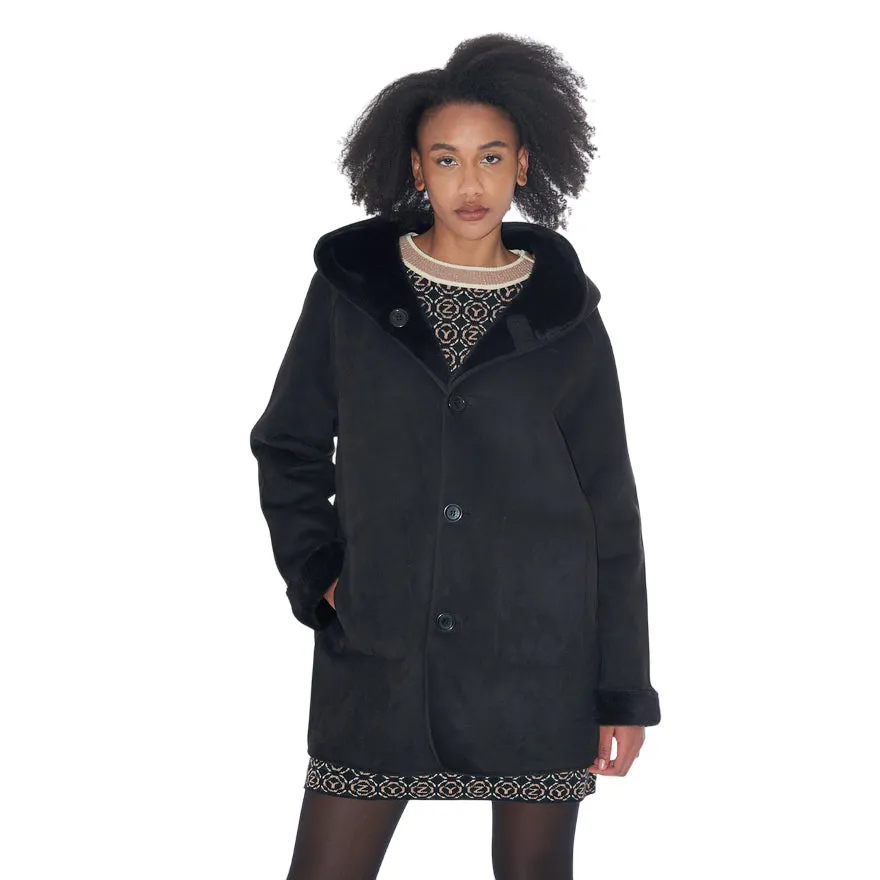 Yes Zee 1444 O026 0801 Nero - Cappotto reversibile donna ecopelliccia Volunteer professional