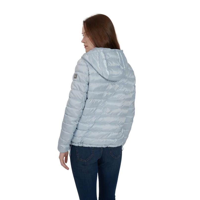 Yes Zee giubbino con cappuccio da donna trapunta orizzontale 1002 J454 M600 0707 celeste suitable for work commutes