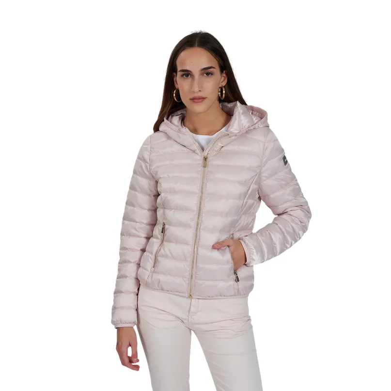 single layer Yes Zee giubbino leggero trapuntato con cappuccio da donna 1004 J418 M600 0441 rosa